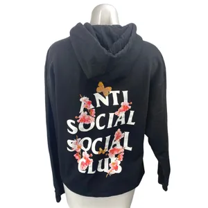 Anti Social Social Club Kkoch Black Logo Floral Graphic Hoodie Sweatshirt Top M thumbnail 2