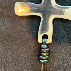 NWT Large Silver Cross Necklace on leather cord thumbnail 4