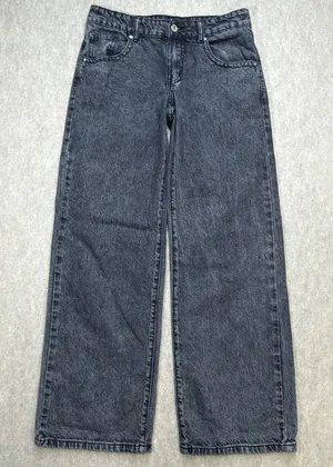 Love Soho Women 4 Gray Acid Wash Y2K Grunge Wide Leg Low Rise Skater Girl Jeans thumbnail 1