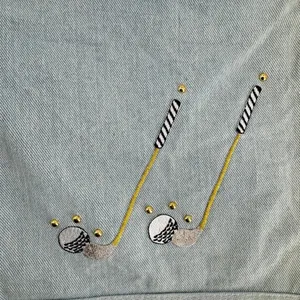 Candies Vintage Golf Club Jean Shorts Embroidered Gold Studs Denim Bermuda 80s thumbnail 3