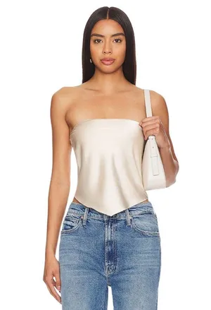 HEARTLOOM Monico Top in Oyster Medium New Womens Strapless Satin Tank thumbnail 1