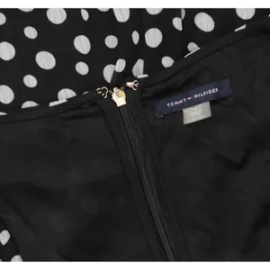 NWT Tommy Hilfiger Womens Tie Front Chiffon Polka-Dot Midi Dress Black / Cream 6 thumbnail 6