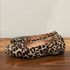J. Crew Anya Scrunchie Ballet Flats in Calf Hair Size 6 Leopard Print thumbnail 4