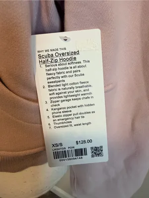 NWT Lululemon waist length oversized hooded scuba size xs/s porcelain pink thumbnail 9