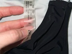 SHEIN Black Bikini Set with Check-Print Strap Accents thumbnail 3