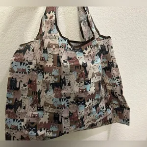 Cat Pattern Portable Reusable Shopping / Grocery Bag Brown thumbnail 8