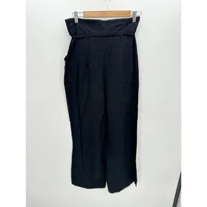 Free People Women Linen Trousers Small Black Lyla Wide Leg‎ Loose NWT thumbnail 2