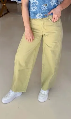 Miou Muse Olive Barrel Jeans Yellow thumbnail 5