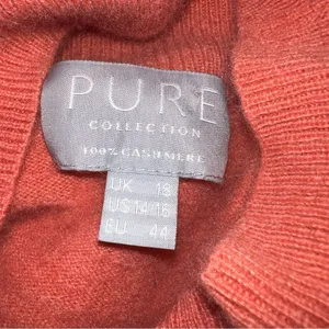 Pure Collection 100% Cashmere Turtleneck Sweater Coral Orange Size 14 16 thumbnail 8