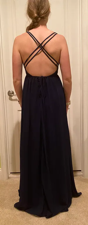 Lulus Navy Deep V Formal Dress thumbnail 2