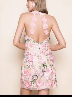 Fore Pink Peach Floral Mini Dress thumbnail 4