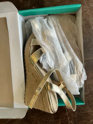 Ankis Metallic Gold Crisscross Straps Ankle Buckle Espadrille-Style Wedge Sandal thumbnail 10