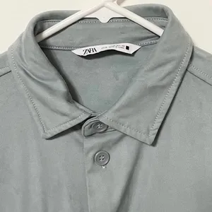 ZARA Oversized Faux Leather Button Down thumbnail 3