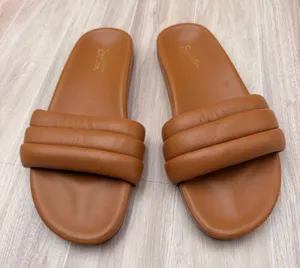 Seychelles Low Key Puff Slide Sandals Womens 11 Brown Excellent Leather Flat thumbnail 1
