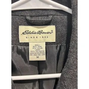 Eddie Bauer Womens Charcoal Gray Flannel Wool Blend 3-Button‎ Blazer Jacket Sz M thumbnail 4