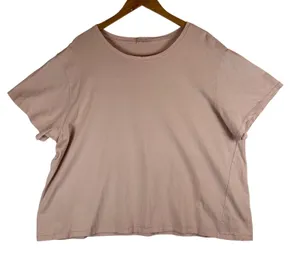 nuuds Women XXL Pink Cotton Relaxed Boxy Short Sleeve T-Shirt Distressed Hem thumbnail 1