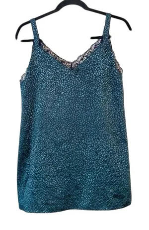 Lane Bryant Size 12 Teal Speckled Cami Tank‎ Top Lace Trim thumbnail 1