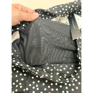T TAHARI Midi Pencil Skirt Size S Black White Polka Dot Slit Leg Tummy Control thumbnail 5
