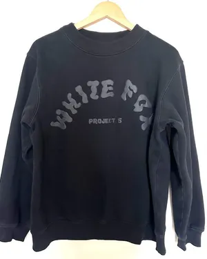 White Fox Sweater Women's S/M Black On Logo Print‎ Crew Neck Project 5 thumbnail 1