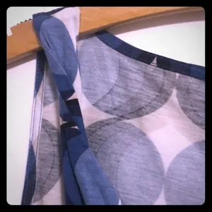 Ann Taylor Tank Blue White Beige Geo Print Office Chic Summer Top S thumbnail 8