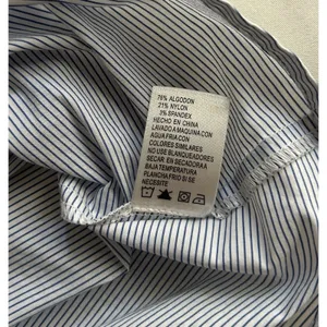 Antonio Melani Blouse Size L Blue and Navy Striped Asymmetrical Peplum Top thumbnail 14