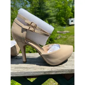 Dream Paris Office-02 Mary Jane Double Ankle Strap Heels Sz 9.5 Nude/Pat NIB thumbnail 5