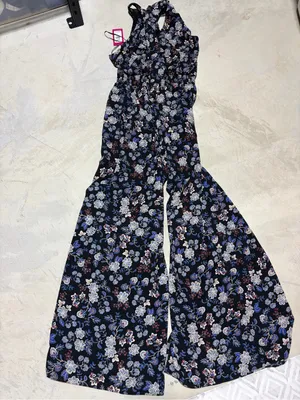 Vince Camuto NWT eondersll Floral Jumpsuit French blue floral large MSRP$99 thumbnail 8