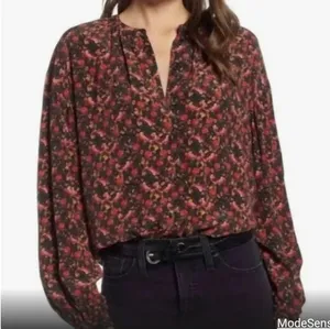 Something Navy Floral Long Sleeve Blouse thumbnail 1