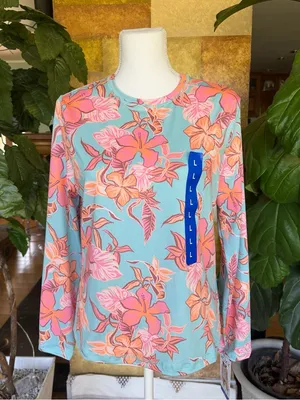 NEW Roxy Women’s UPF 50 Sun Protection Rash Guard Floral Long Sleeve Swim Tee thumbnail 2