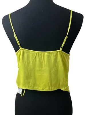 Zara Neon Yellow Satin Cowl Neck Camisole thumbnail 2
