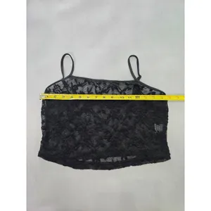 Black Lace Floral Cami Cropped Goth Top Large thumbnail 5