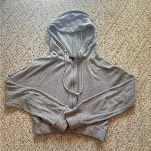 Forever 21 Light Gray Waffle Knit Hoodie thumbnail 1