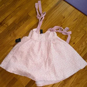 Lulus Floral Sequin Tie-Strap Babydoll Mini Dress XL Pink White Textured NWT thumbnail 4