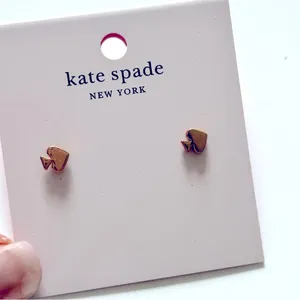 New Kate Spade Signature Spade Mini Rose Gold Studs thumbnail 3
