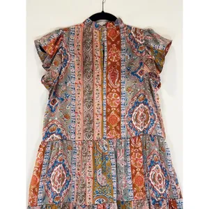 Pinch Womens Dress Brown Midi Tiered Floral Flutter Flowy A Line Boho Medium thumbnail 10