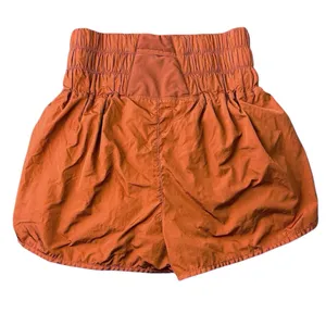 Free People Orange Smocked Waistband High Rise Running Athletic Shorts Size L thumbnail 2