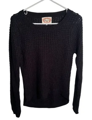 Ambiance Women's Size Medium Crewneck Loose Knit Sweater Black‎ High Low Hem thumbnail 1