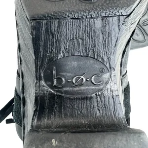 b.o.c. Fringe Leather Mules‎ Black 6 Slip On Open Back Chunky Heel Clogs Shoe thumbnail 6