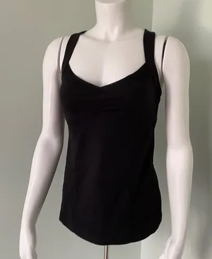 Zella Black Sweetheart Neck Tank Medium thumbnail 1