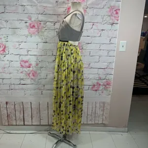 Ryu yellow floral accordion pleated halter maxi dress thumbnail 7