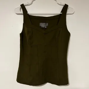 Anthropologie Olive Green Corset Tank Top Sweetheart‎ Neckline XS Side Zip Ponte thumbnail 10