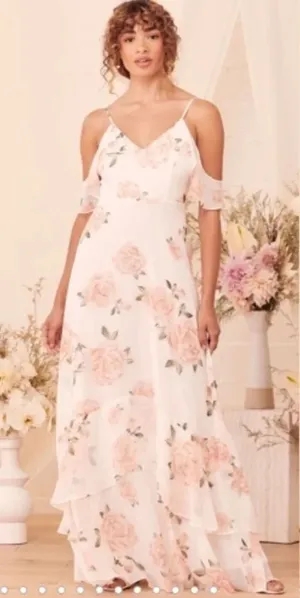 Lulu's Take You There Ivory Floral Print Maxi Dress size XS‎ thumbnail 1