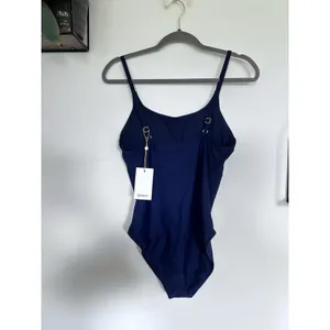 New Quince Blue Italian Cami One Piece Swimsuit Size Large thumbnail 4