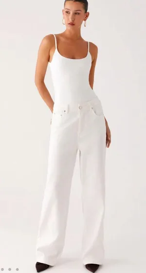 Peppermayo Exclusive - Back Again Straight Leg Denim Jeans - White thumbnail 1