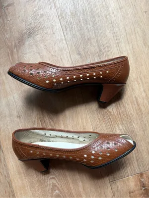40s pinup peeptoe heels Brown Size 8 thumbnail 3