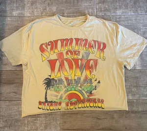 Zoe + Liv "Summer of Love 1985 Tour" Vintage Yellow Graphic Tee thumbnail 1