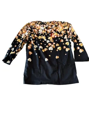 Women's 3/4 Sleeve Black and Heart Theme Top Size M #260834 thumbnail 5