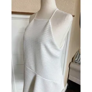 Zara White Textured Halter Peplum Top Asymmetrical Hem‎ Medium thumbnail 5