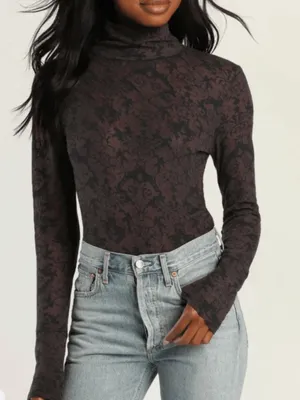 Free People Intimately You and I Gray/black Long Sleeve Turtleneck Top Small NEW thumbnail 1
