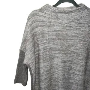 Kinross 100% Cashmere Marled Gray Taupe Mock Neck Dolman Sleeve Sweater S thumbnail 3
